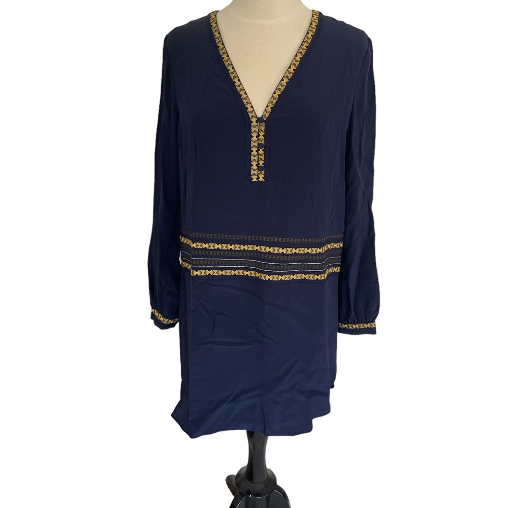 Intermix Silk Blue with Gold, open sleeves with buttons